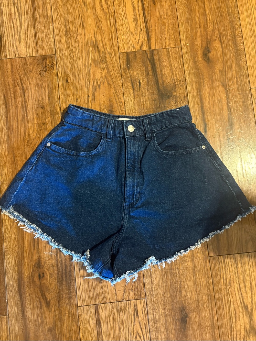 Weworewhat High-Waist Dark Denim Frayed Hem Women's Shorts size 25